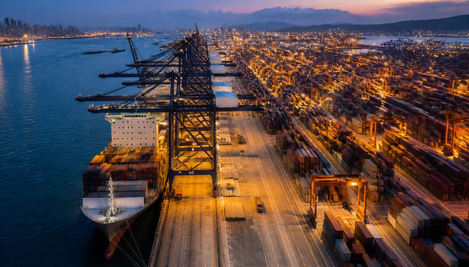 Freight containers staged for dispatch